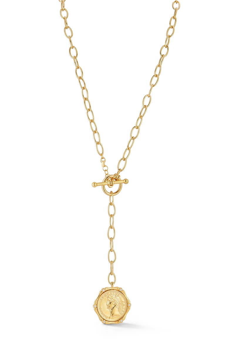 Coin Lariat Necklace, Main, color, GOLD