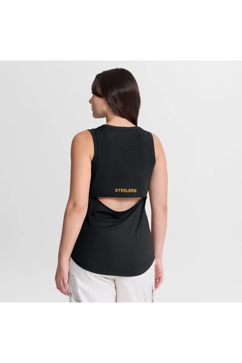 Women's Fanatics Black Pittsburgh Steelers Draped Mesh Back Performance​ Tank Top, Alternate, color, Black
