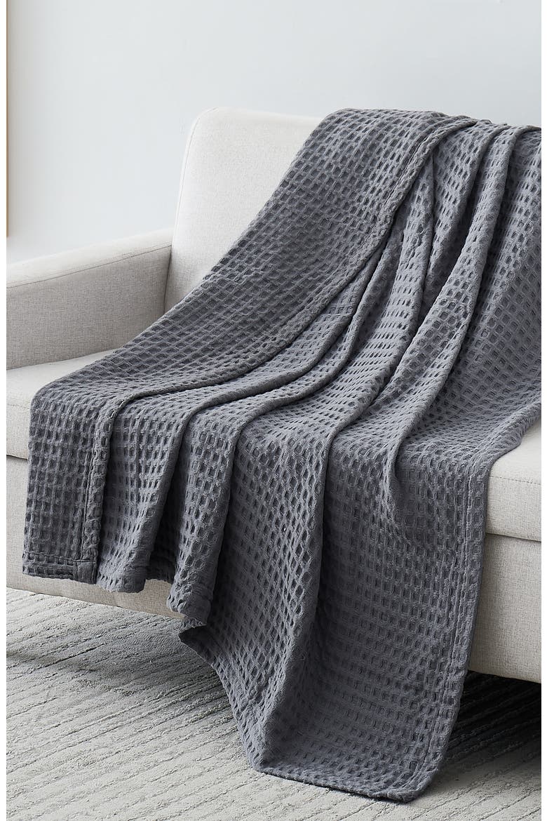 Waffle Cotton Throw, Alternate, color, GREY