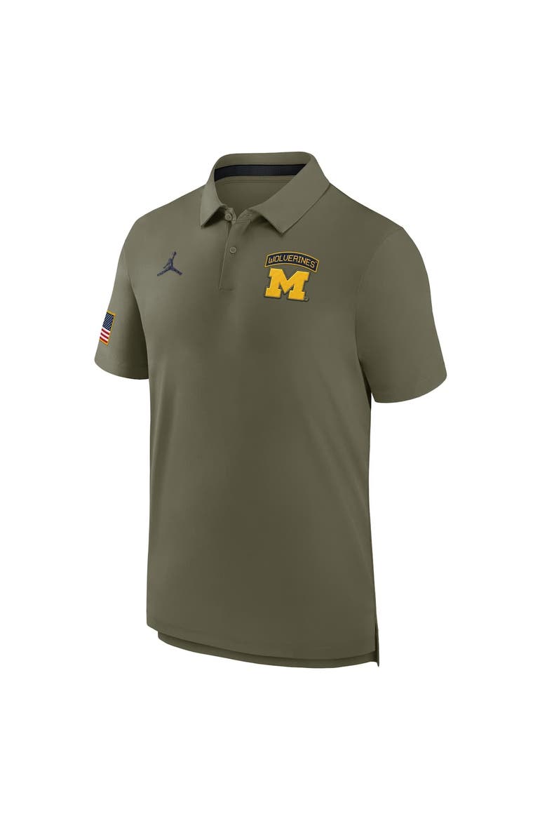 Men's Jordan Brand Olive Michigan Wolverines 2024 Military Appreciation Tour Performance Polo, Alternate, color, Olive