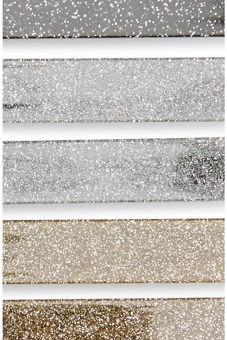 Set of 6 Hair Clips, Alternate, color, SILVER/ GOLD BLACK GLITTER