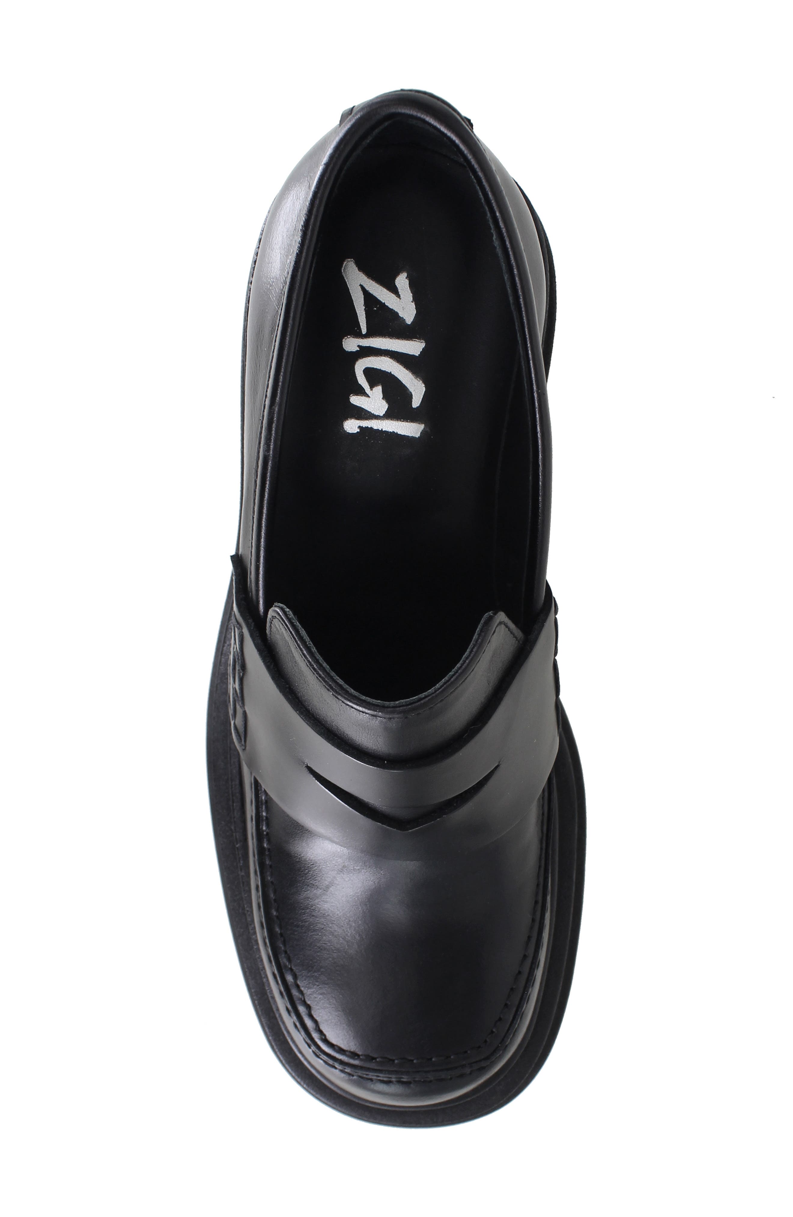 ZIGI Bertha Platform Penny Loafer, Alternate, color, Black Leather