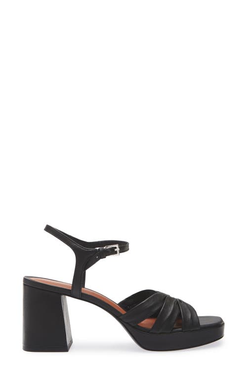 Reformation Maize Satin Platform Sandals In Black