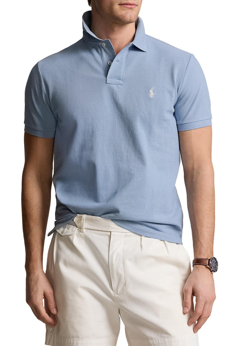 Solid Cotton Piqué Polo, Main, color, VESSEL BLUE