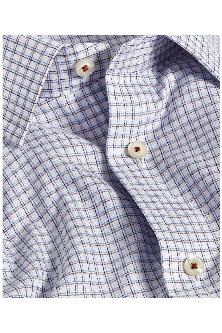 Regular Fit Shadow Check Cotton Dobby Dress Shirt, Alternate, color, WHITE/ CHOCOLATE