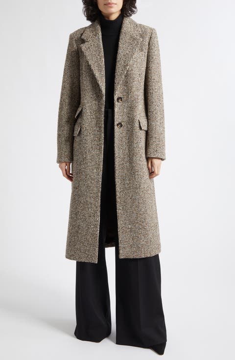 Kai Houndstooth Check Wool Blend Coat