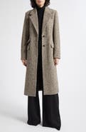 Reiss Kai Check Wool Blend Bouclé Coat