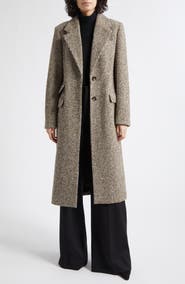 Reiss Kai Check Wool Blend Bouclé Coat