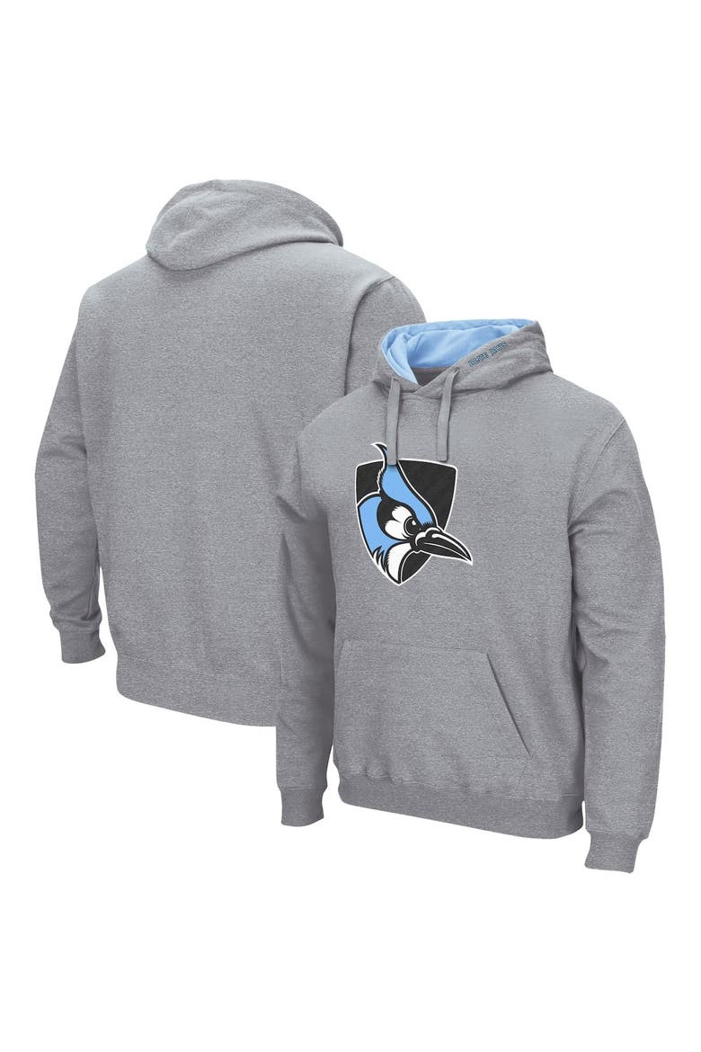 Men's Colosseum Heathered Gray Johns Hopkins Blue Jays Arch and Logo Pullover Hoodie, Main, color, Heather Gray