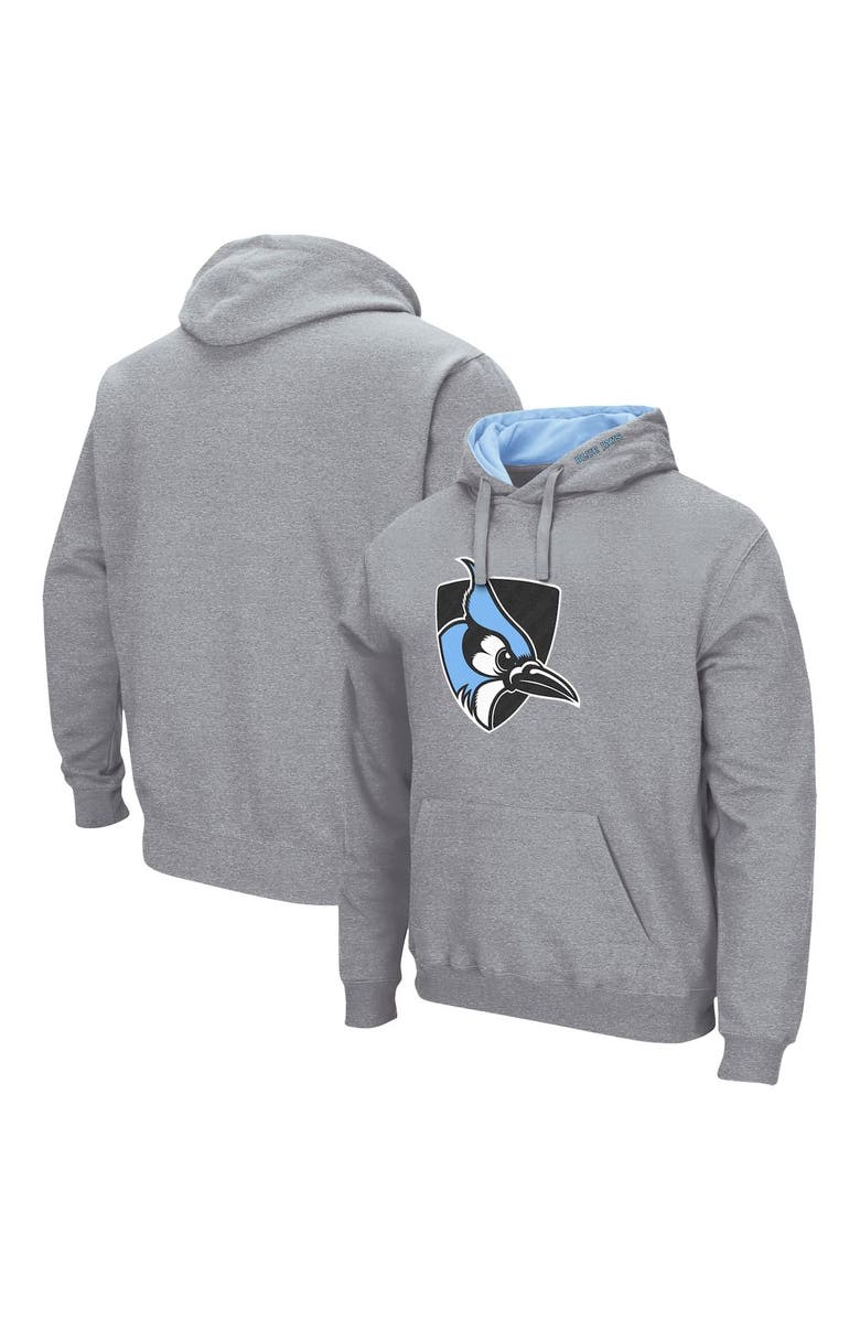 COLOSSEUM Men's Colosseum Heathered Gray Johns Hopkins Blue Jays Arch and Logo Pullover Hoodie, Main, color, Heather Gray