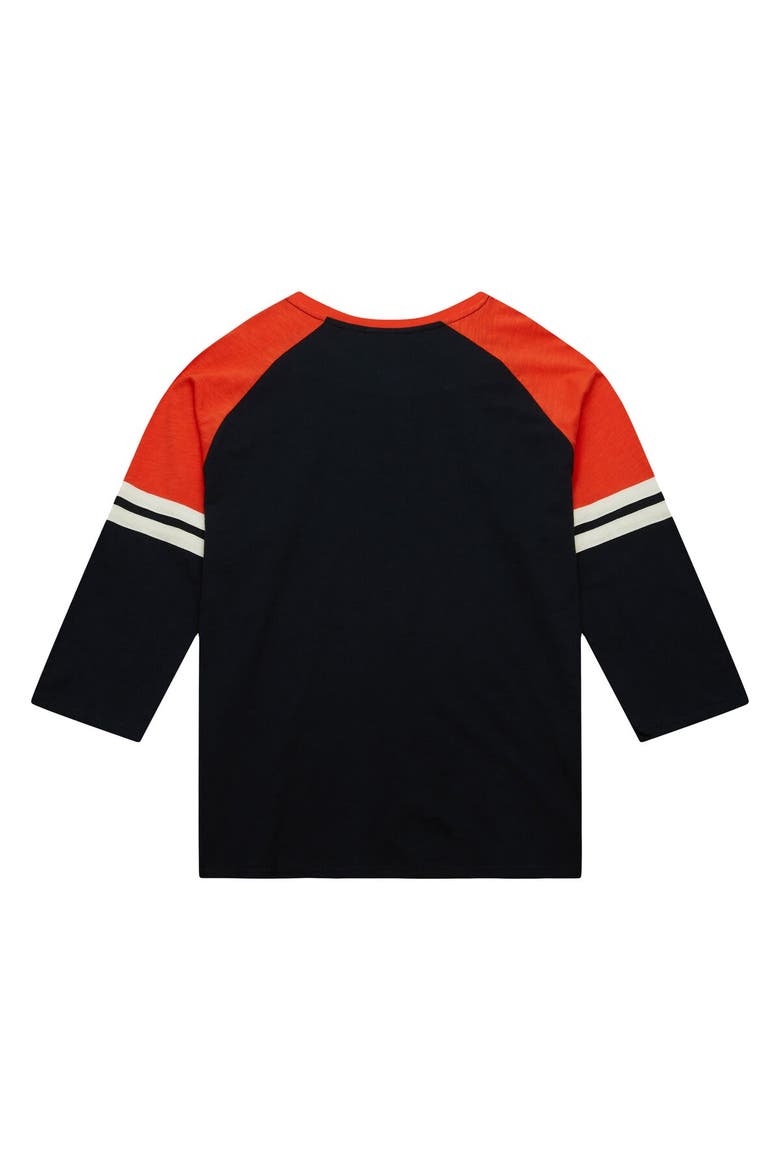Men's Mitchell & Ness Black Baltimore Orioles Cooperstown Collection Legendary Raglan Slub Henley 3/4-Sleeve T-Shirt, Alternate, color, Black