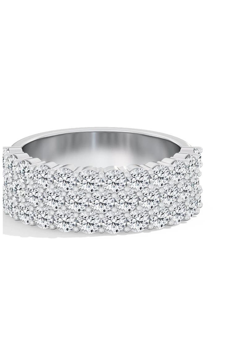 Three Row Half Cigar Band Lab Diamond Ring in 18K Gold, Main, color, White Gold