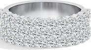 Everlee Three Row Half Cigar Band Lab Diamond Ring in 18K Gold