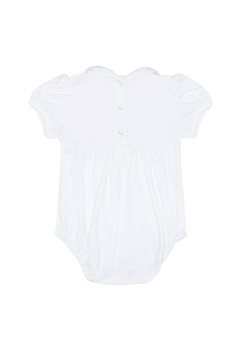 Signature Smocked Girls Bubble - Baby, Alternate, color, White with Pink smocking