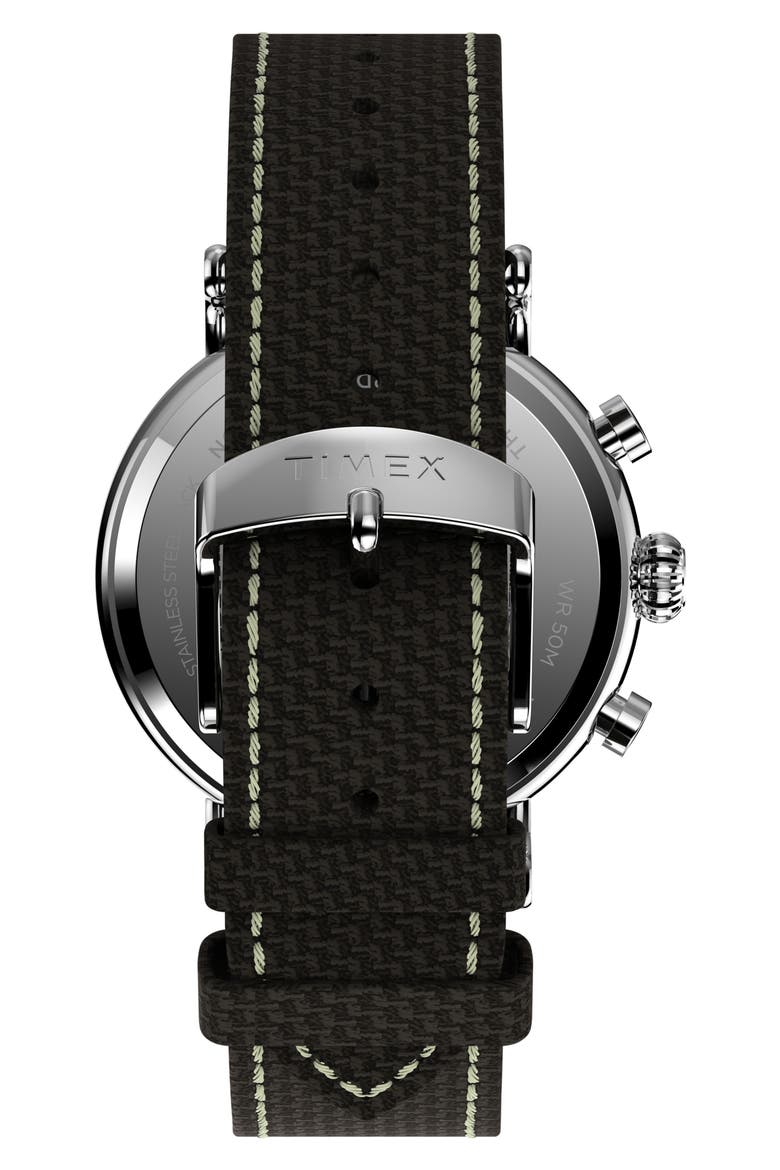 Standard Chronograph Leather Strap Watch, 41mm, Alternate, color, SILVER/ CREAM/ BROWN