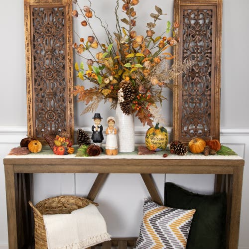 Northlight Autumn "welcome Harvest" Pumpkin Thanksgiving Decoration In Multi