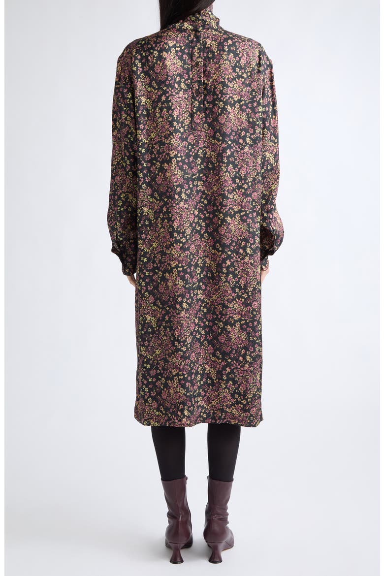 Dontisy Floral Jacquard Long Sleeve Knit Turtleneck Dress, Alternate, color, BLACK