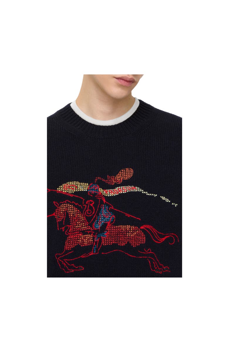 Burberry Cross Stitch Knight Wool Cashmere Sweater, Alternate, color, Navy