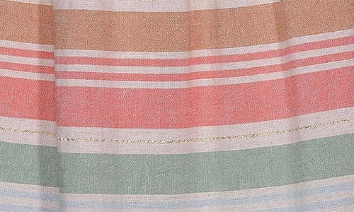 Iris & Ivy Kids' Flutter Sleeve Stripe Dress In Peach/blue Multi