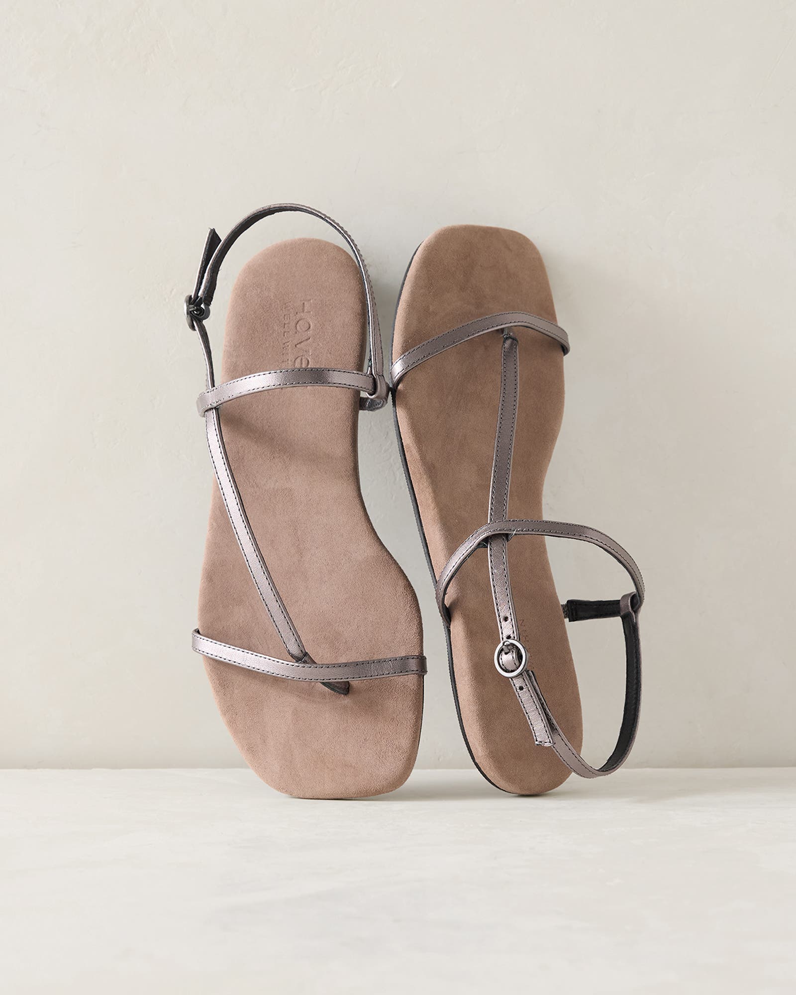 Haven Well Within Leather T-Strap Sandals, Main, color, Gunmetal