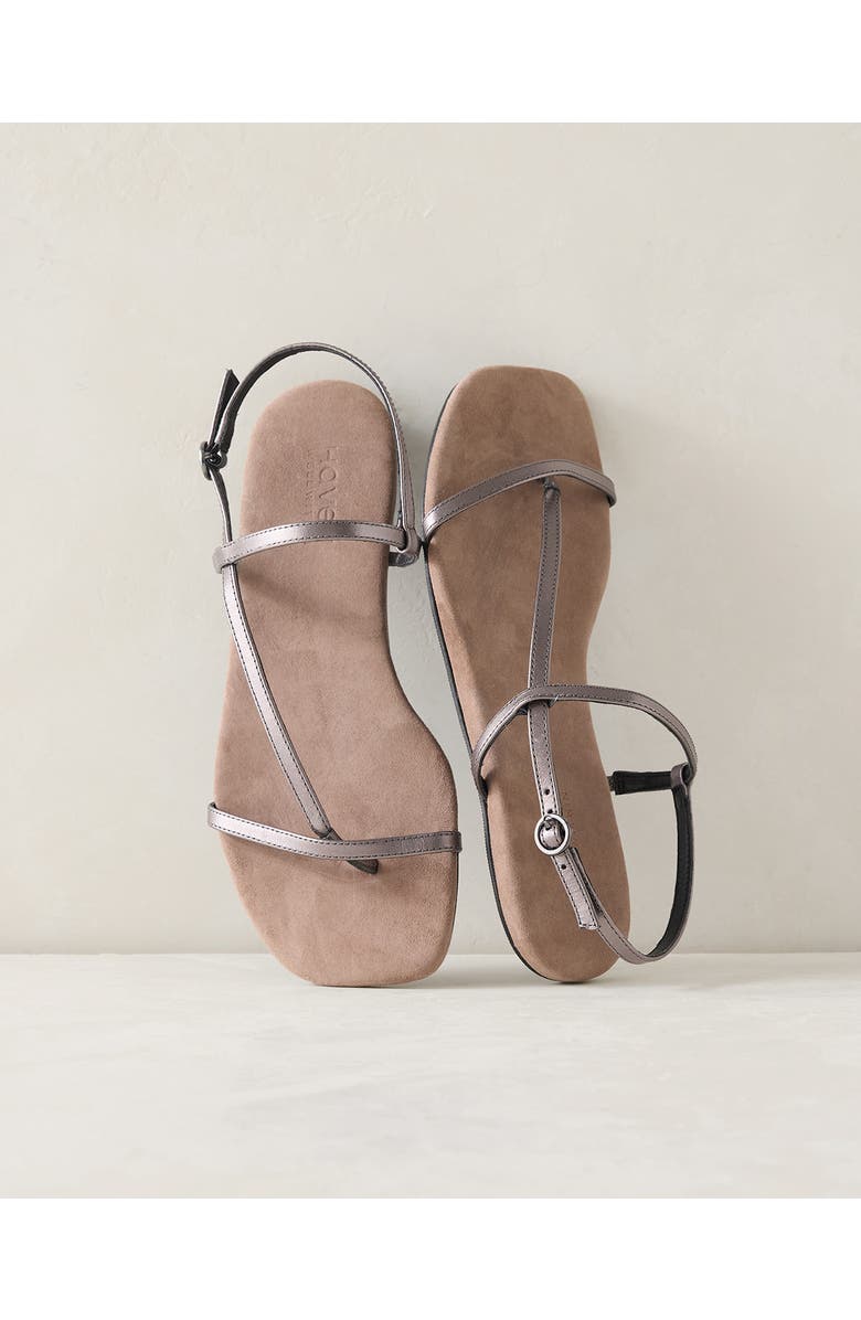 Haven Well Within Leather T-Strap Sandals, Main, color, Gunmetal