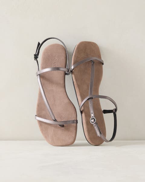 Leather T-Strap Sandals