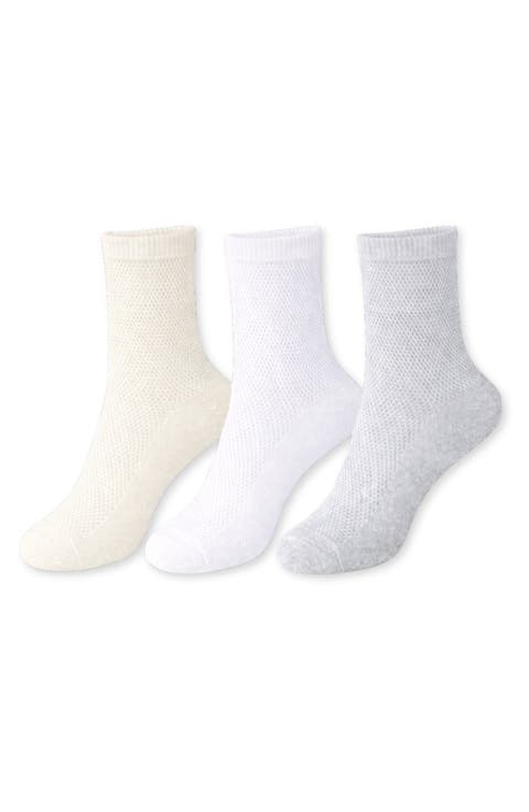3-Pack Mesh Cotton Slouchy Anklet Socks