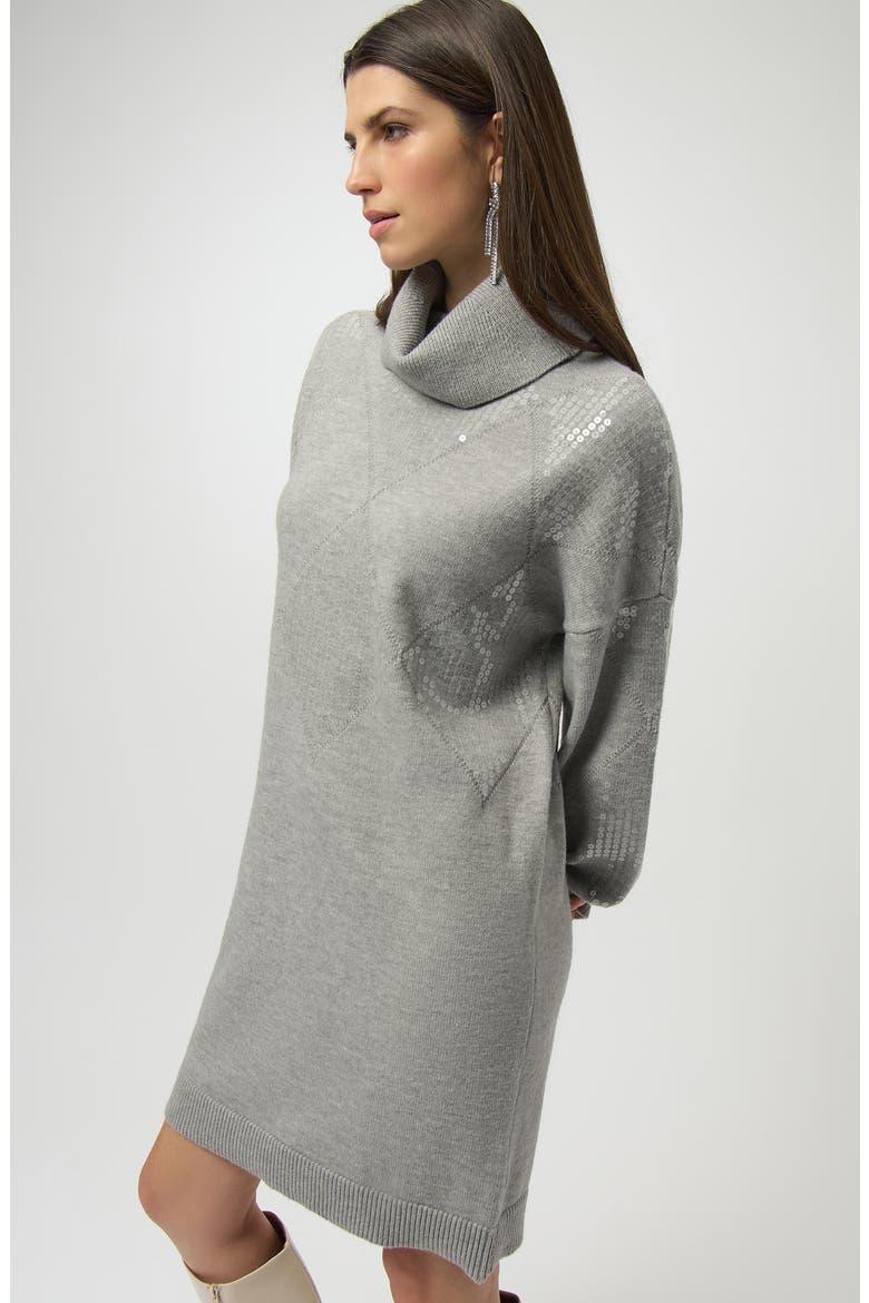 Sequin Diamond Turtleneck Sweater Dress, Alternate, color, GREY MELANGE
