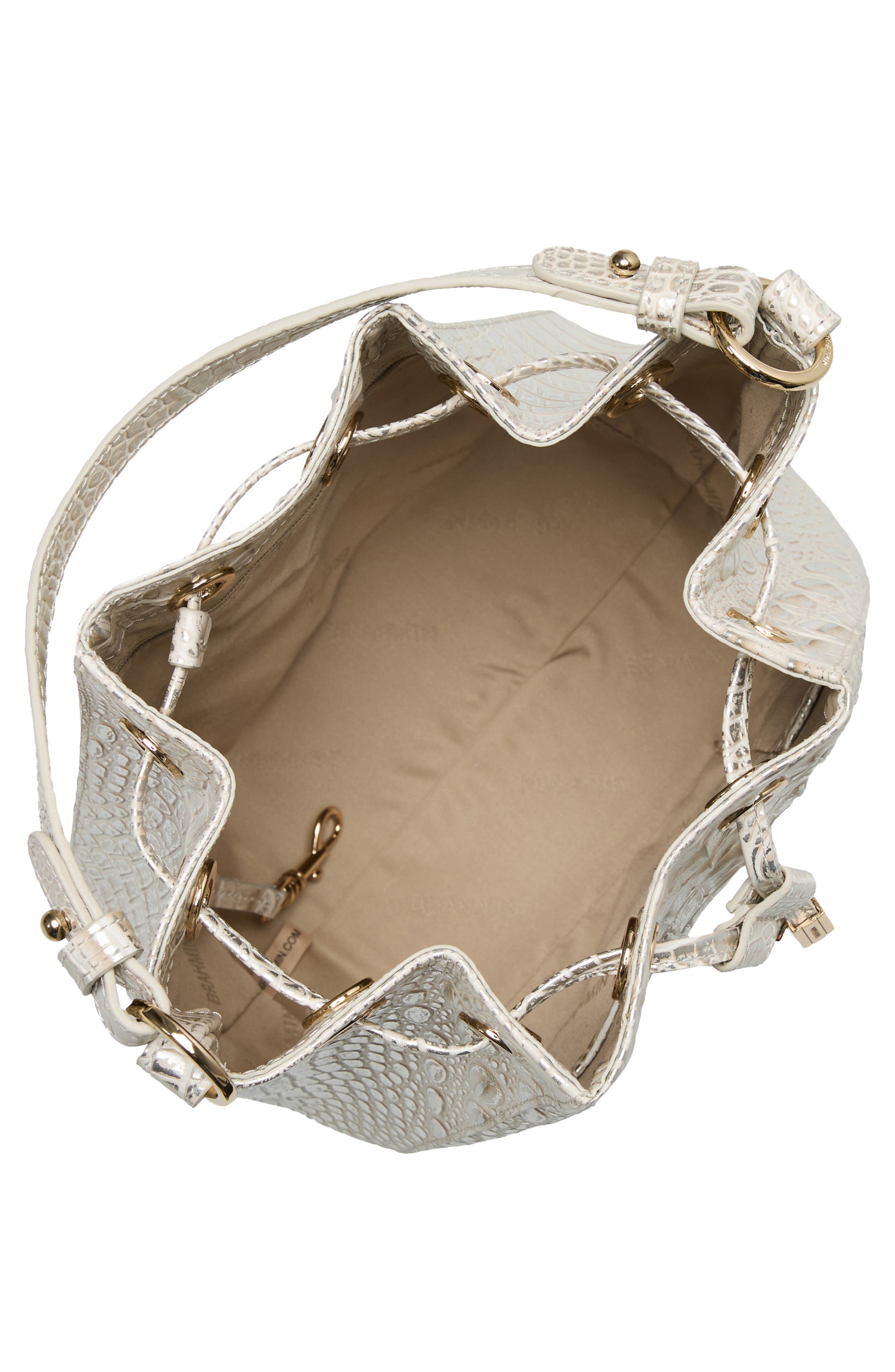 Brahmin Melinda Croc Embossed Leather Bucket Bag, Alternate, color, 