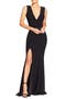 Sandra Plunge Crepe Trumpet Gown