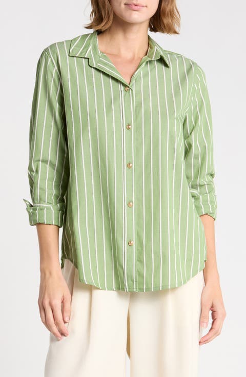 Bentley Stripe Long Sleeve Cotton Button-Up Shirt