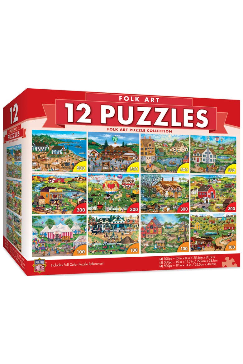 Folk Art Puzzle Collection 12 Pack, Main, color, Multicolor