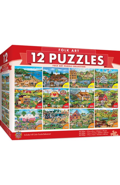 Folk Art Puzzle Collection 12 Pack