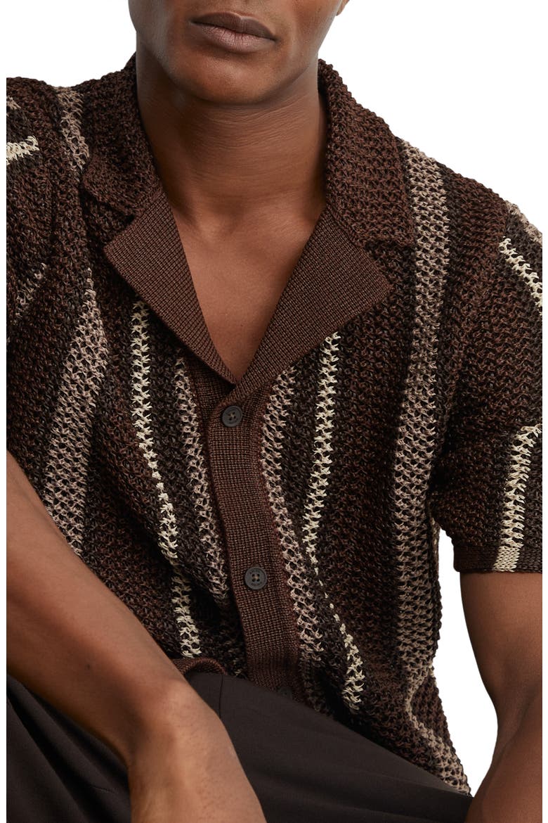 Farin Striped Short Sleeve Sweater, Alternate, color, CHOCOLATE BROWN