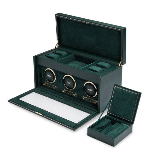 Wolf British Racing Triple Watch Winder With Storage In Green
