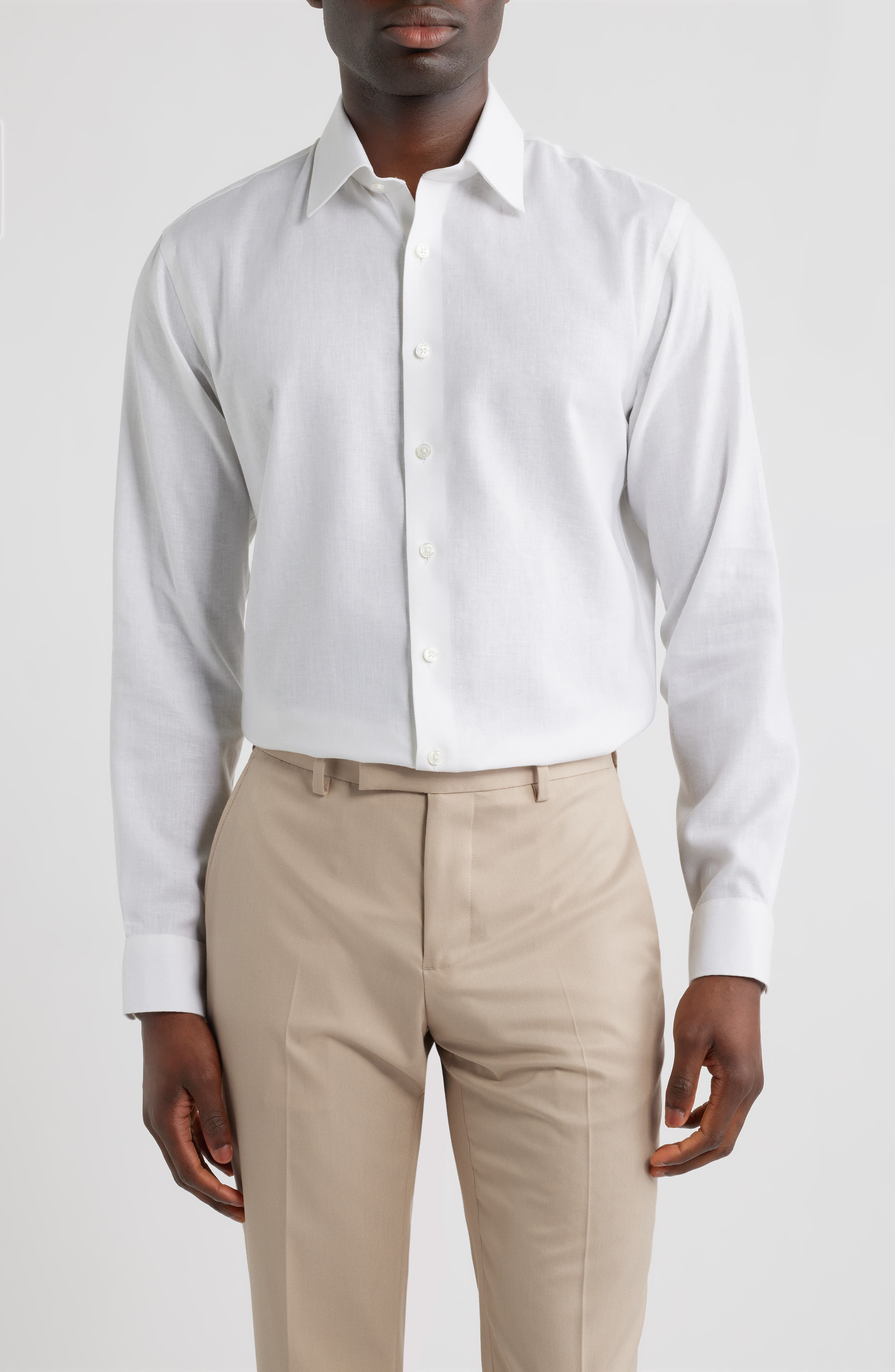 selected WHITE CHAMBRAY HERRINGBONE