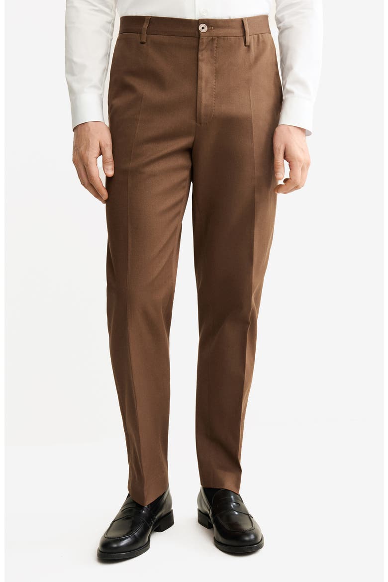 Regular Fit Pleated Stretch Cotton Pants, Main, color, ORANGE BROWN