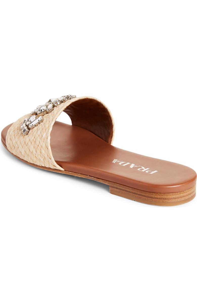 Prada Embellished Raffia Slide Sandal, Alternate, color,