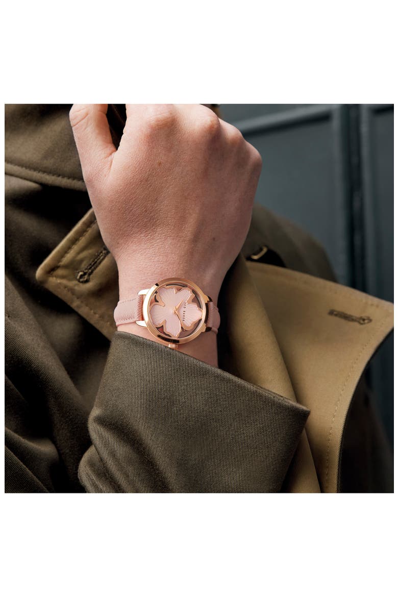 Lilabel Leather Strap Watch, 36mm, Alternate, color, ROSE GOLD/ PINK/ PINK