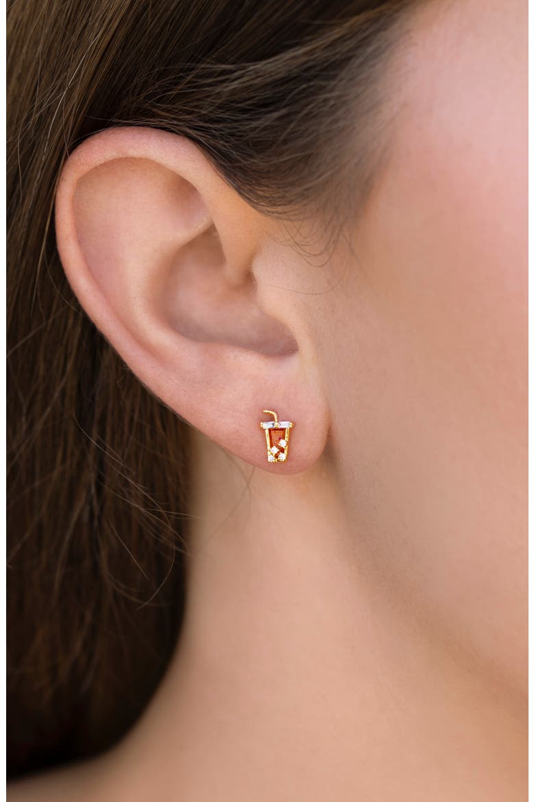 Iced Coffee Stud Earrings, Alternate, color, GOLD