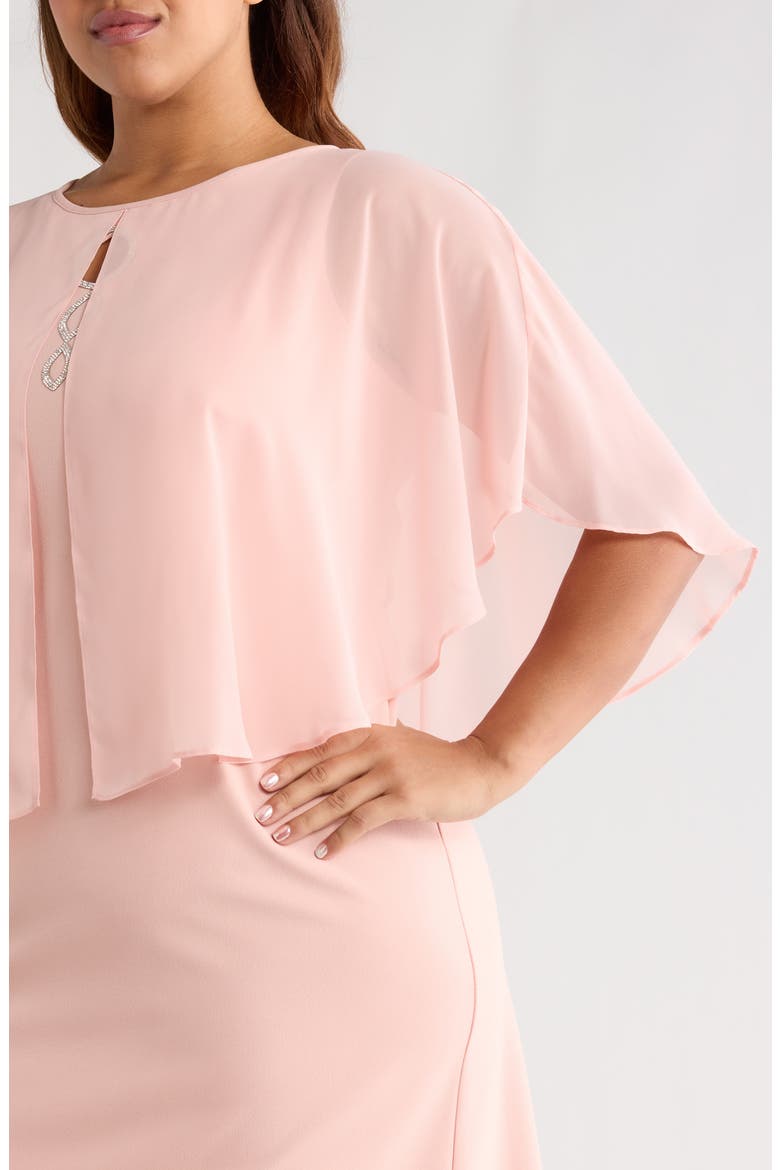 Cape Midi Dress, Alternate, color, BLUSH