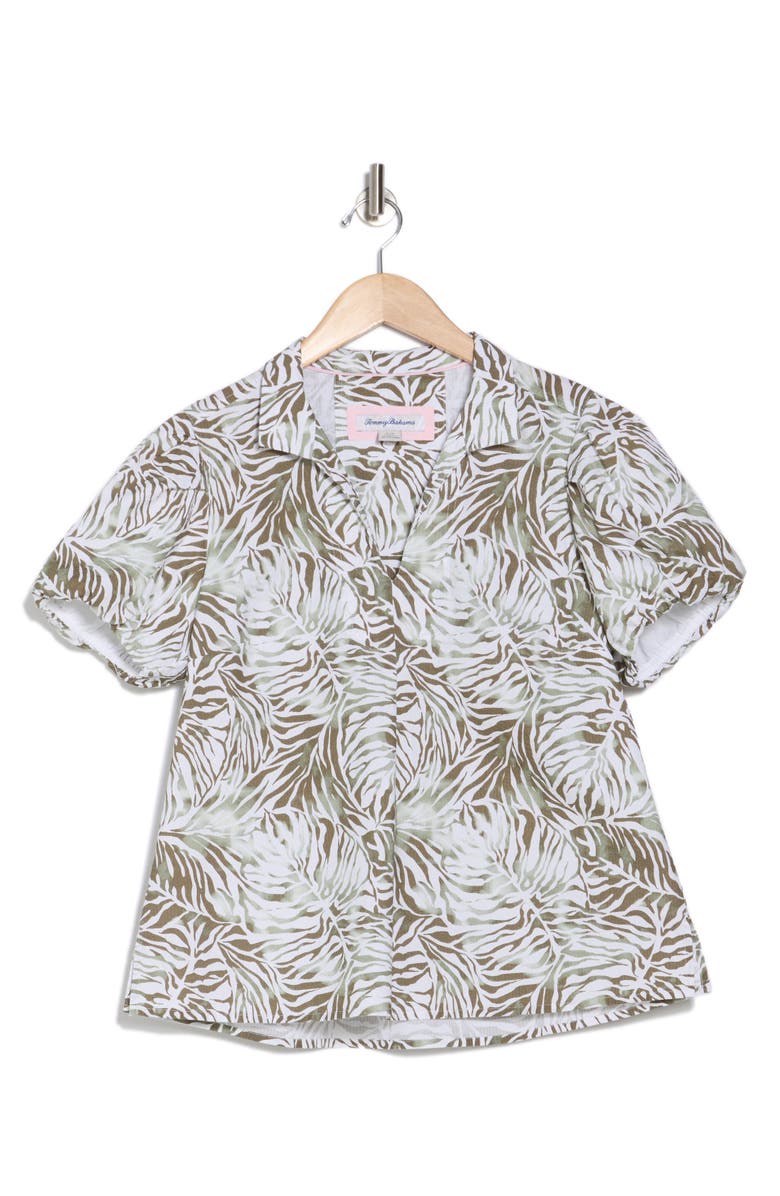Tommy Bahama Monstera Mirage Puff Sleeve Stretch Cotton Top, Alternate, color, 