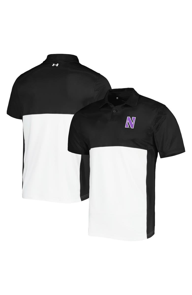 Under Armour Men's Under Armour Black/White Northwestern Wildcats Green Blocked Polo Performance Polo, Main, color, 