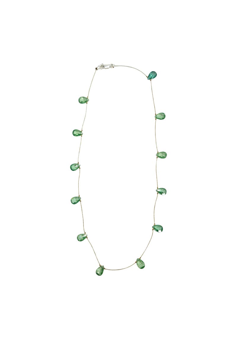 Faceted Teardrop Gemstone Station Necklace, Main, color, light-green