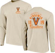 IMAGE ONE Men's Natural Virginia Cavaliers Comfort Colors Mascot Overlay Long Sleeve T-Shirt