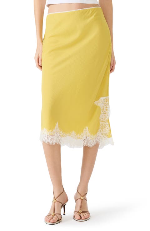 Cinthia Lace Trim Midi Skirt