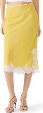 Steve Madden Cinthia Lace Trim Midi Skirt