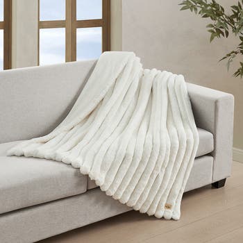 UGG® Channel Quilt Faux Fur Throw Blanket | Nordstrom