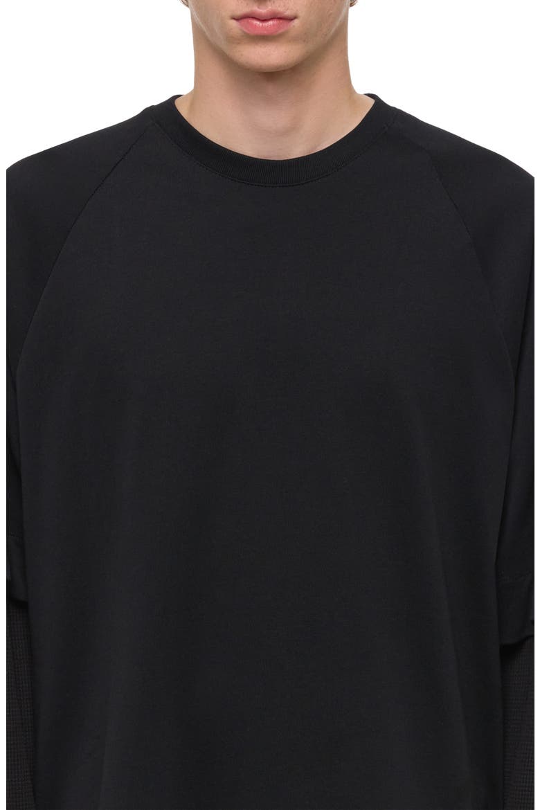 Double Layer Waffle Stitch Top, Alternate, color, BLACK
