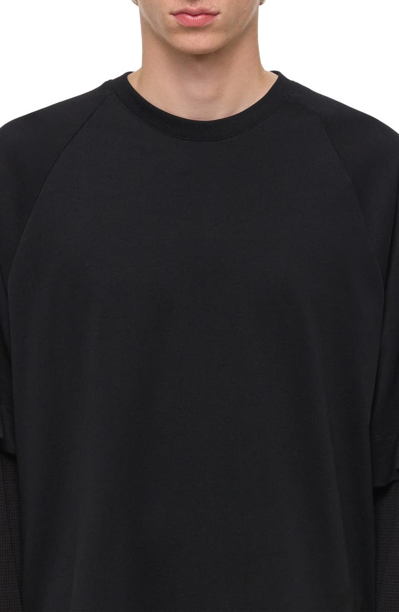 Helmut Lang Double Layer Waffle Stitch Top, Alternate, color, Black